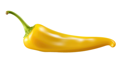 Yellow chili pepper isolated on transparent a white background