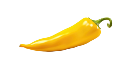 Yellow chili pepper isolated on transparent a white background