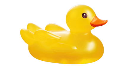 Yellow rubber duck isolated on transparent a white background