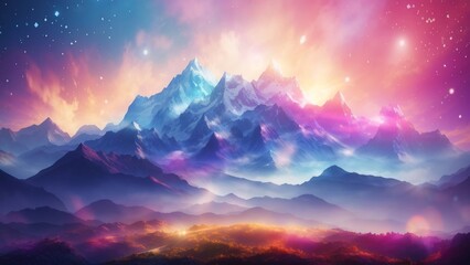 Beautiful landscape of fantasy mountain colorful background