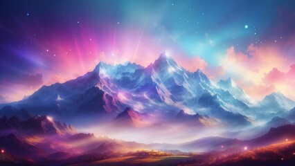 Beautiful landscape of fantasy mountain colorful background
