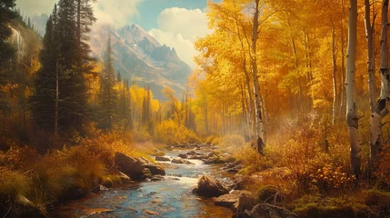  morning in the mountains and yellow trees  © Sundas