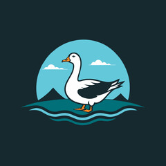 Cartoon illustration of a goose