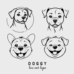 Set of puppies, vector illustration