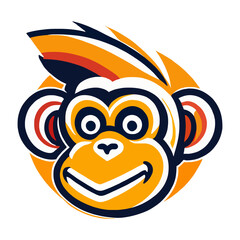 Monkey head, cartoon illustration