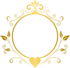 Golden decorative wedding vintage frame