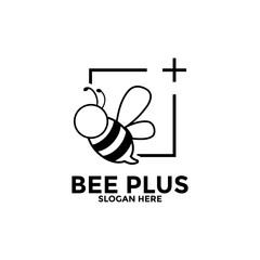 Bee animals logo vector, Bee Plus logo design template
