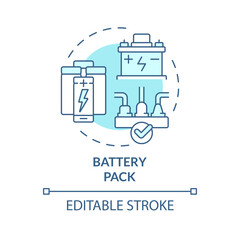 Battery pack soft blue concept icon. High energy density storage device. Portable electronics. Round shape line illustration. Abstract idea. Graphic design. Easy to use in brochure, booklet