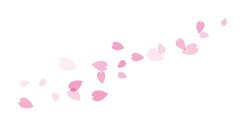 ピンクの桜の花びらが舞い散るイラスト