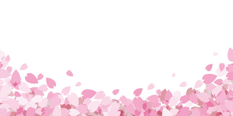 桜の花びらが降り積もるフレーム背景