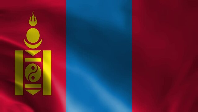 Mongolia flag is waving 3D animation. Mongolia flag waving in the wind. National flag of Mongolia. flag seamless loop animation. 4K