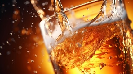 Ice cold lager beer glass with foamy bubbles - pub brewer pouring fresh brew for customers