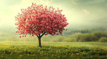  pink tree in the field
