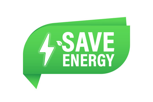 Save energy symbol. Energy icon with green leaf. Eco friendly, environmentally. Eco icon. Save energy concept. Vector illustration