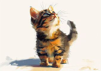 Cute cat on white background illustration  75