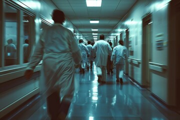 healthcare workers in a busy hospital corridor illustrating the fastpaced and dedicated environment of medical professionals