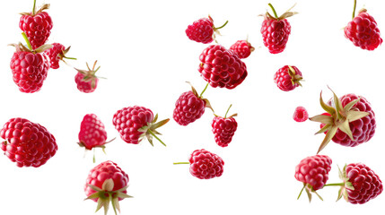 Raspberry Berry Pattern in Nature, Seamless Vector Illustration with Juicy Red Berries, Leaves, and...