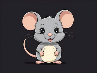 cartoon mouse with smile isolated on white and black background