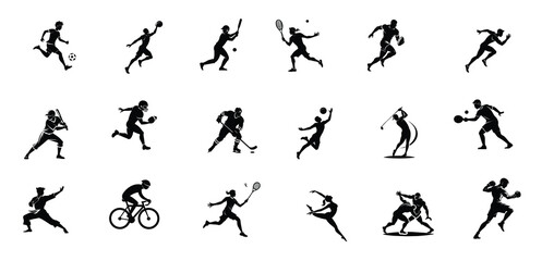 Different Sports Silhouette Design Icon Logos
