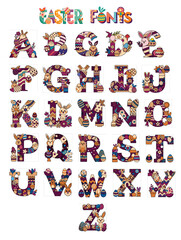 Naklejka premium Easter Alphabet Delight: A Vector Collection of Festive Letters