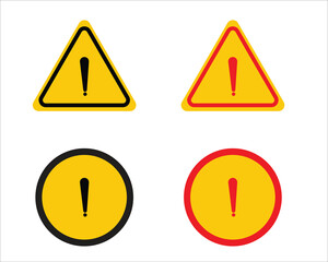 Set of warning signs with yellow, red and black color combined. warning signs set vector. Yellow red and black warning restricted area sign.