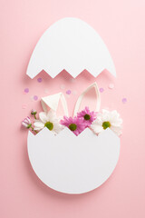 Dive into our lavish Easter arrangement. Overhead vertical picture of blooming chrysanthemums,...