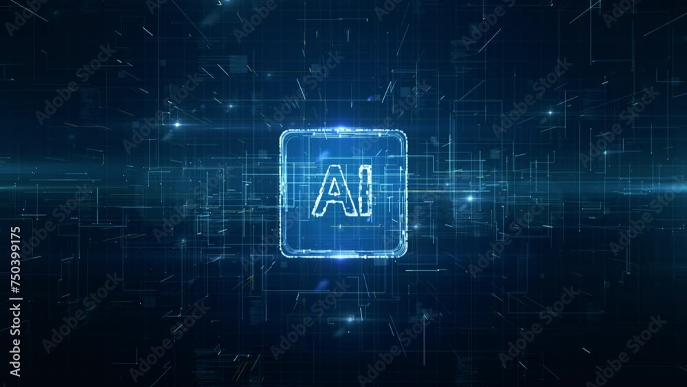 Poster artificial intelligence digital matrix, ai technology, offering a visual representation of network d
