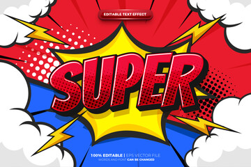 Obraz premium Super Halftone Comic Cartoon Retro Pop Art Text Effect