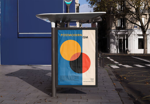 Mockup of customizable poster on bus stop