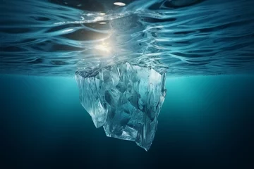 Keuken spatwand met foto Crisis concept. melting icebergs and global warming threat in crystal clear ocean waters © sorin