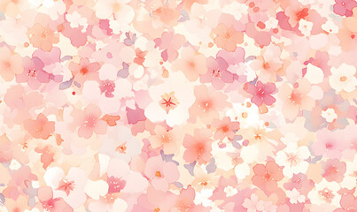 Watercolor cherry blossom pattern, Generative AI 