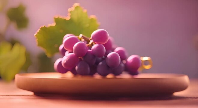 A Photorealistic Image of Grapes on a Wooden Surface