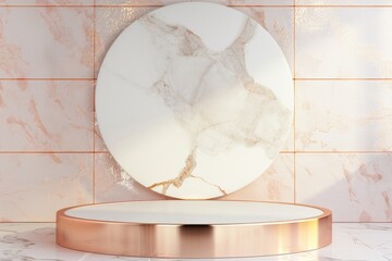marble Podium stand studio room luxury gold color background 3d pedestal platform background....