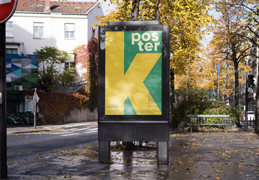Mockup of customizable billboard on sidewalk
