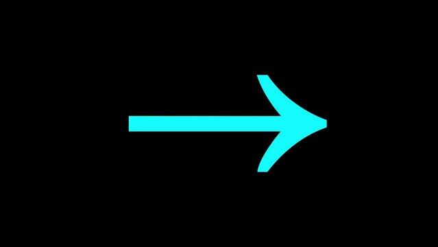 Direction Arrow Symbol Pointing on Black Background Animation 4K Stock Footage.