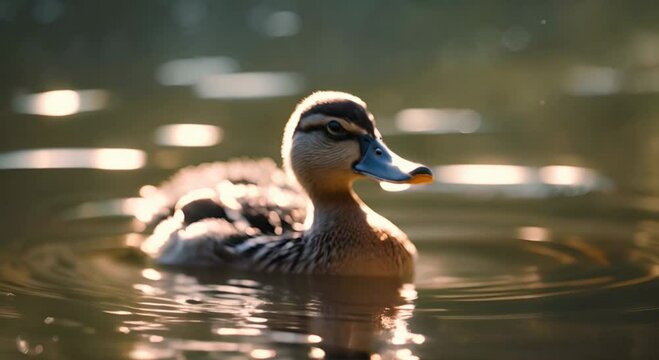 A Colorful Mallard Duck Taking a Break on the Water