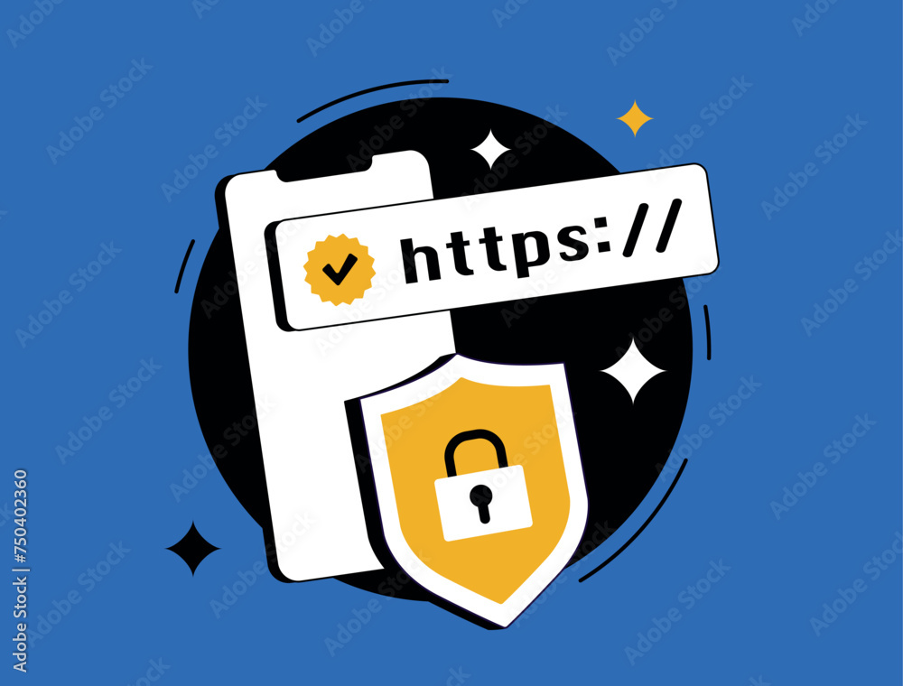 Poster secure website concept, https padlock, ssl certificate, internet security, https encrypted connectio