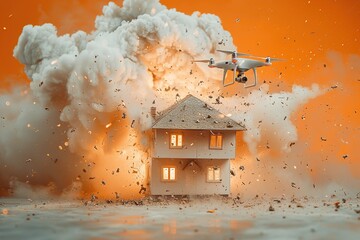 A drone blows up an apartment building