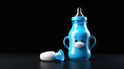 bottle of milk and a glass. bottle of milk. milk bottle on a black background.