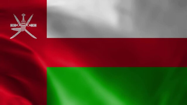 Oman National Flag - 4K seamless loop animation of the omanian flag. Highly detailed realistic 3D rendering