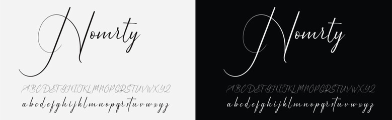 Hand drawn vector alphabet. Modern monoline signature script font. Chloe Signature Font