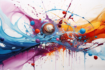 This vibrant abstract watercolor painting with a splash of ink and other colors