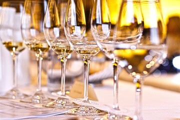 Crystal Elegance: Enchanting Wine Glasses Adorned with Gleaming Elegance and Intoxicating Charm