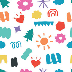 shape cut out paper seamless pattern.illustration vector for wrap,fabric,tile design
