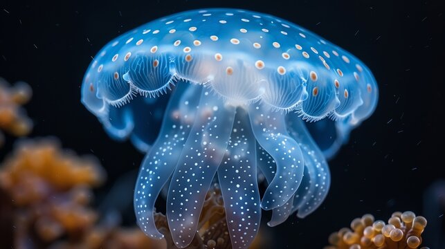 Microphotograph of Porpita porpita, commonly known as Blue Button Jellyfish