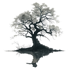 a beautiful, ultra large tree, the entire tree, spreading out isolated on transparent background