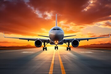 Fototapeta na wymiar passenger aircraft take off from airport runway