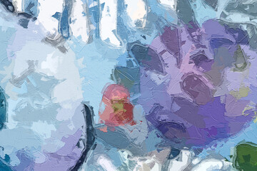 Oil paintings and various flowers, chrysanthemums, and butterflies are beautiful