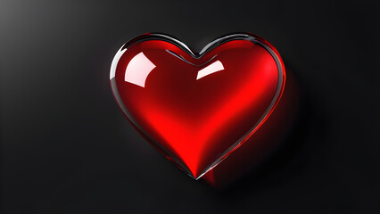 red heart on a black background. 
