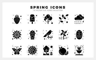 15 Spring Glyph icon pack. vector illustration.